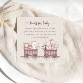 Safari Animals Train Baby shower Book Informatiekaartje