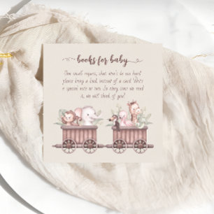 Safari Animals Train Baby shower Book Informatiekaartje