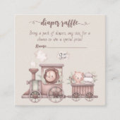 Safari Animals Train Baby shower Diaper Informatiekaartje (Voorkant)