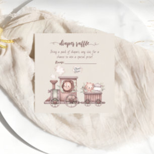 Safari Animals Train Baby shower Diaper Informatiekaartje