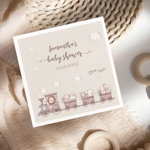 Safari Animals Train Baby shower Servet