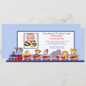Safari Animals Train Birthday Invitation Kaart (Voorkant / Achterkant)