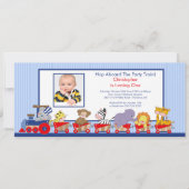 Safari Animals Train Birthday Invitation Kaart (Voorkant)