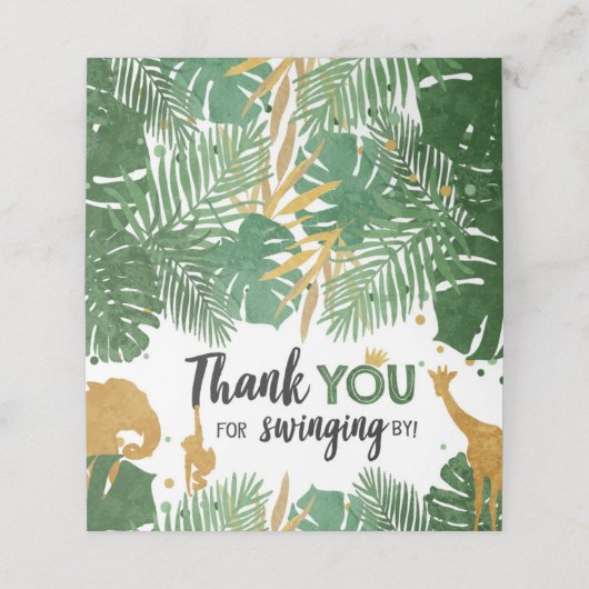 Safari Animals Treat Bag Topper Goodie Label Gold Plaatskaartje (Buitenkant ongevouwen)