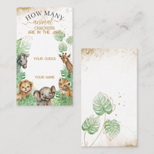 Safari animals Tropical Baby shower crackers game Informatiekaartje (Voorkant / Achterkant)