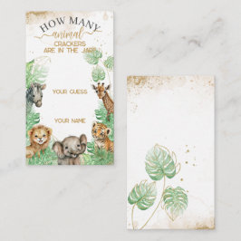 Safari animals Tropical Baby shower crackers game Informatiekaartje