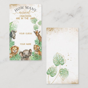Safari animals Tropical Baby shower crackers game Informatiekaartje