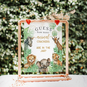 Safari animals Tropical Baby shower crackers game Poster