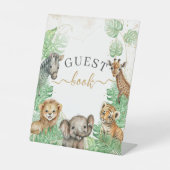 Safari animals Tropical Baby shower gastboek Reclamebord Met Voetstuk (Voorkant)