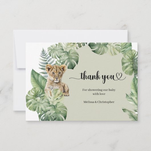 Safari animals Tropical greenery Baby shower Bedankkaart (Voorkant)