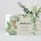 Safari animals Tropical greenery Baby shower Bedankkaart (Staand voorkant)