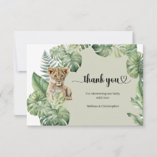 Safari animals Tropical greenery Baby shower Bedankkaart