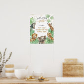 Safari animals Tropical greenery Baby shower diape Poster (Keuken)