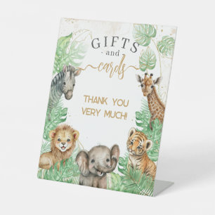 Safari animals Tropical greenery Baby shower gifte Reclamebord Met Voetstuk