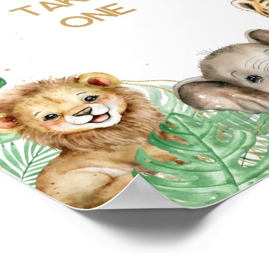 Safari animals Tropical greenery Baby shower gunst Poster (Hoek)