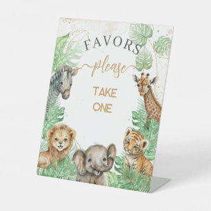 Safari animals Tropical greenery Baby shower gunst Reclamebord Met Voetstuk