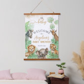 Safari animals Tropical greenery Baby shower Hangend Wandkleed (Slaapkamer)