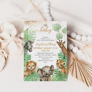 Safari animals Tropical greenery Baby shower Kaart