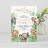 Safari animals Tropical greenery Baby shower Kaart (Staand voorkant)