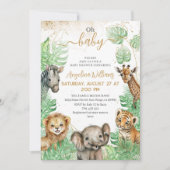 Safari animals Tropical greenery Baby shower Kaart (Voorkant)