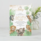 Safari animals Tropical greenery Baby shower Kaart (Staand voorkant)