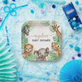 Safari animals Tropical greenery Baby shower Papieren Bordje (Feest)