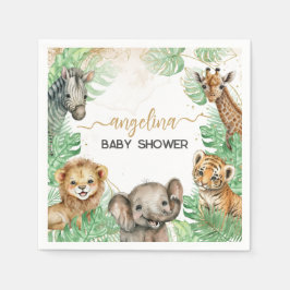 Safari animals Tropical greenery Baby shower Servet