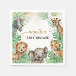 Safari animals Tropical greenery Baby shower Servet