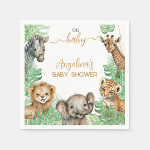 Safari animals Tropical greenery Baby shower Servet