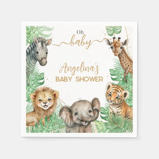 Safari animals Tropical greenery Baby shower Servet (Voorkant)