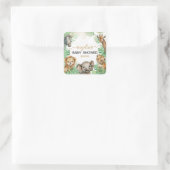 Safari animals Tropical greenery Baby shower Vierkante Sticker (Tas)