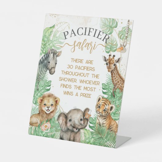 Safari animals Tropical Shower pacifier jager game Reclamebord Met Voetstuk (Voorkant)
