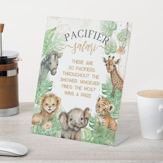 Safari animals Tropical Shower pacifier jager game Reclamebord Met Voetstuk (Insitu)