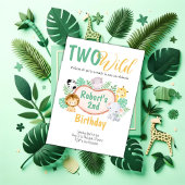 Safari animals Two Wild Birthday Invitation Kaart