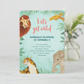 Safari Animals Verjaardag Oerwoud Party Boy Lets W Kaart (Staand voorkant)