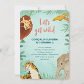 Safari Animals Verjaardag Oerwoud Party Boy Lets W Kaart (Voorkant)