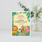 Safari Animals Verjaardag Uitnodiging Jongen Post (Staand voorkant)