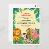 Safari Animals Verjaardag Uitnodiging Jongen Post (Voorkant / Achterkant)