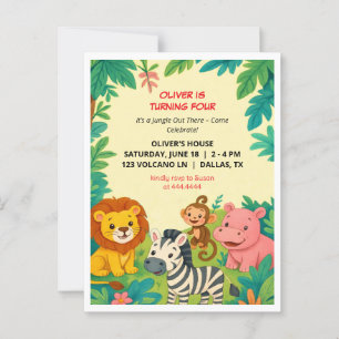 Safari Animals Verjaardag Uitnodiging Jongen Post 