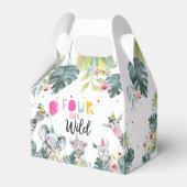 Safari Animals Vier keer Wild Birthday Pink Girl Bedankdoosjes (Voorkant Zijde)