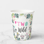 Safari Animals Vier keer Wild Birthday Pink Girl Papieren Bekers (Achterkant)