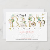 Safari Animals Virtual Baby shower Greenery Gold Kaart (Voorkant)