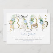 Safari Animals Virtual Baby shower Greenery Gold Kaart (Voorkant)