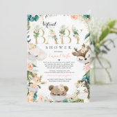 Safari Animals Virtual Baby shower Greenery Gold Kaart (Staand voorkant)