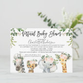 Safari Animals Virtual Baby shower Invitation Kaart (Staand voorkant)
