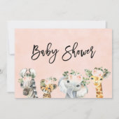 Safari Animals Virtual Baby shower Invitation Kaart (Achterkant)