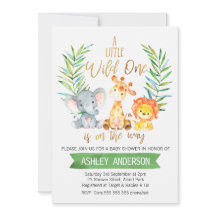 Safari Animals Waterverf Baby shower Uitnodiging