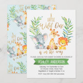 Safari Animals Waterverf Baby shower Uitnodiging (Voorkant / Achterkant)