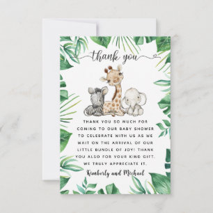 Safari Animals Waterverf Birthday   BABY SHOWER Bedankkaart