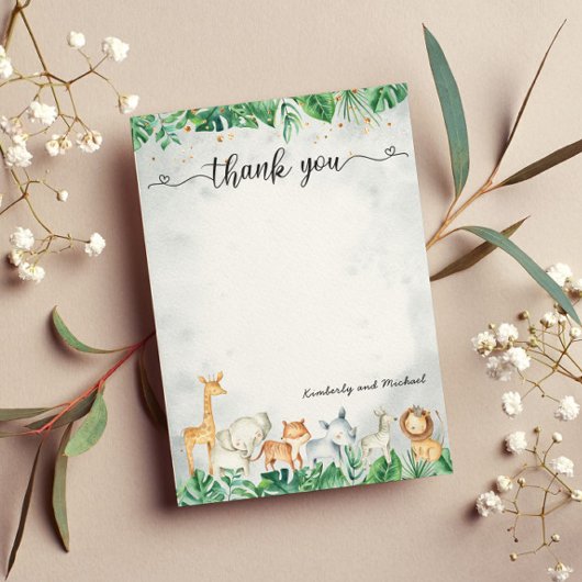 Safari Animals Waterverf Birthday | BABY SHOWER Bedankkaart